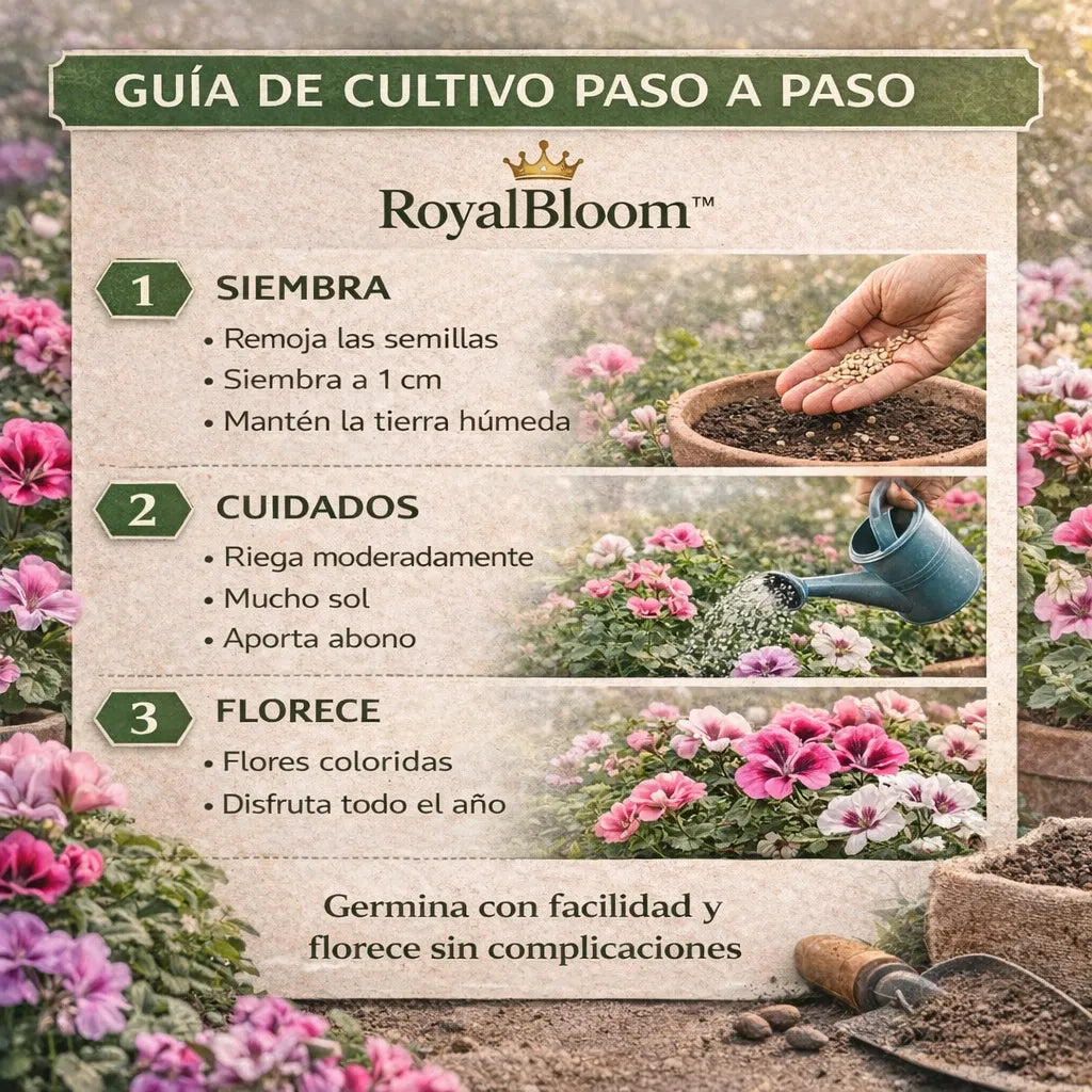 RoyalBloom™ – Semillas de Geranio del Pensamiento