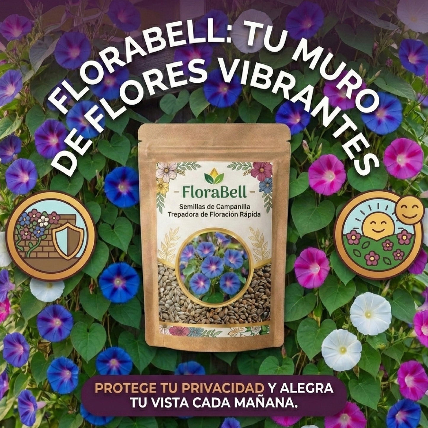 FloraBell | Semillas de Campanilla Trepadora de Floración Rápida