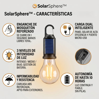 SolarSphere™ – Bombilla Solar Portátil con Enganche