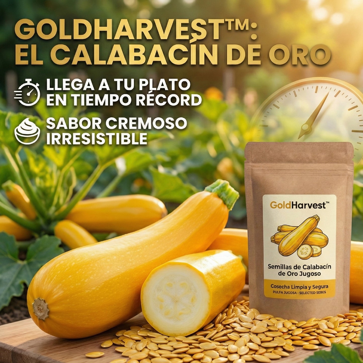 GoldHarvest™ – Semillas de Calabacín de Oro Jugoso