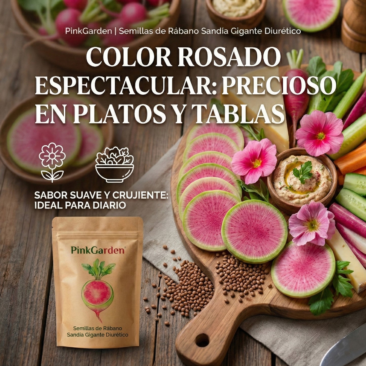 PinkGarden | Semillas de Rábano Sandía Gigante Diurético